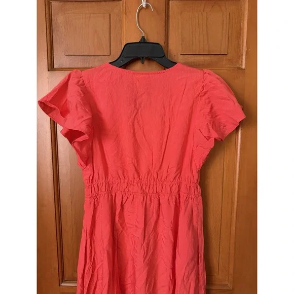 Women's A New Day Coral Maxi Dress Ruffle Sleeves Size Small NWT Summer Dress - Picture 8 of 10